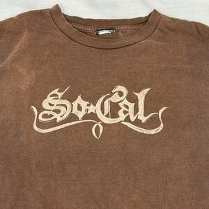 Vintage No Fear So Cal Skull Thermal Crew Waffle Y2K Short Sleeve Cropped Shirt‎
